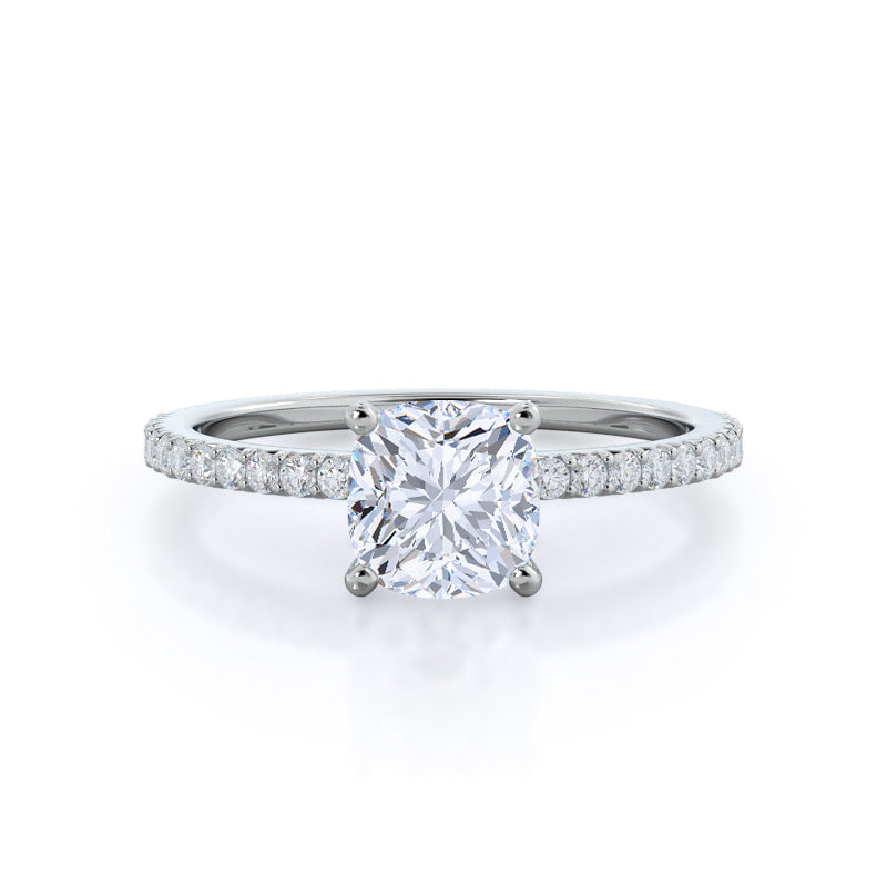 French Cut Pave Lab Diamond Engagement Ring - 14KT Yellow Gold Oval