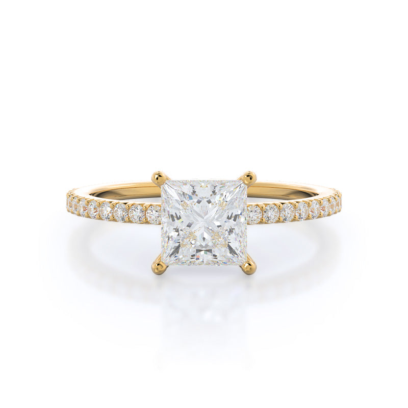 French Cut Pave Lab Diamond Engagement Ring - 14KT White Gold Oval