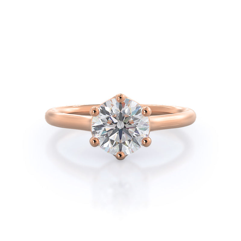 Six Prong Cathedral Basket Engagement Ring - 14KT White Gold Oval