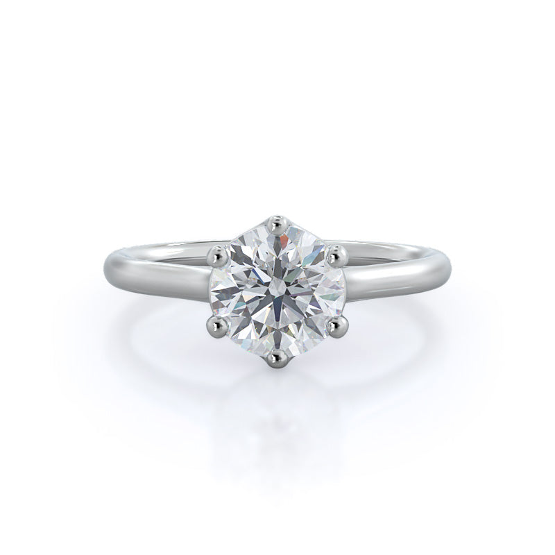 Six Prong Cathedral Basket Engagement Ring - 14KT White Gold Oval
