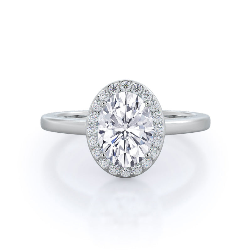Plain Shank Halo Lab Diamond Engagement Ring