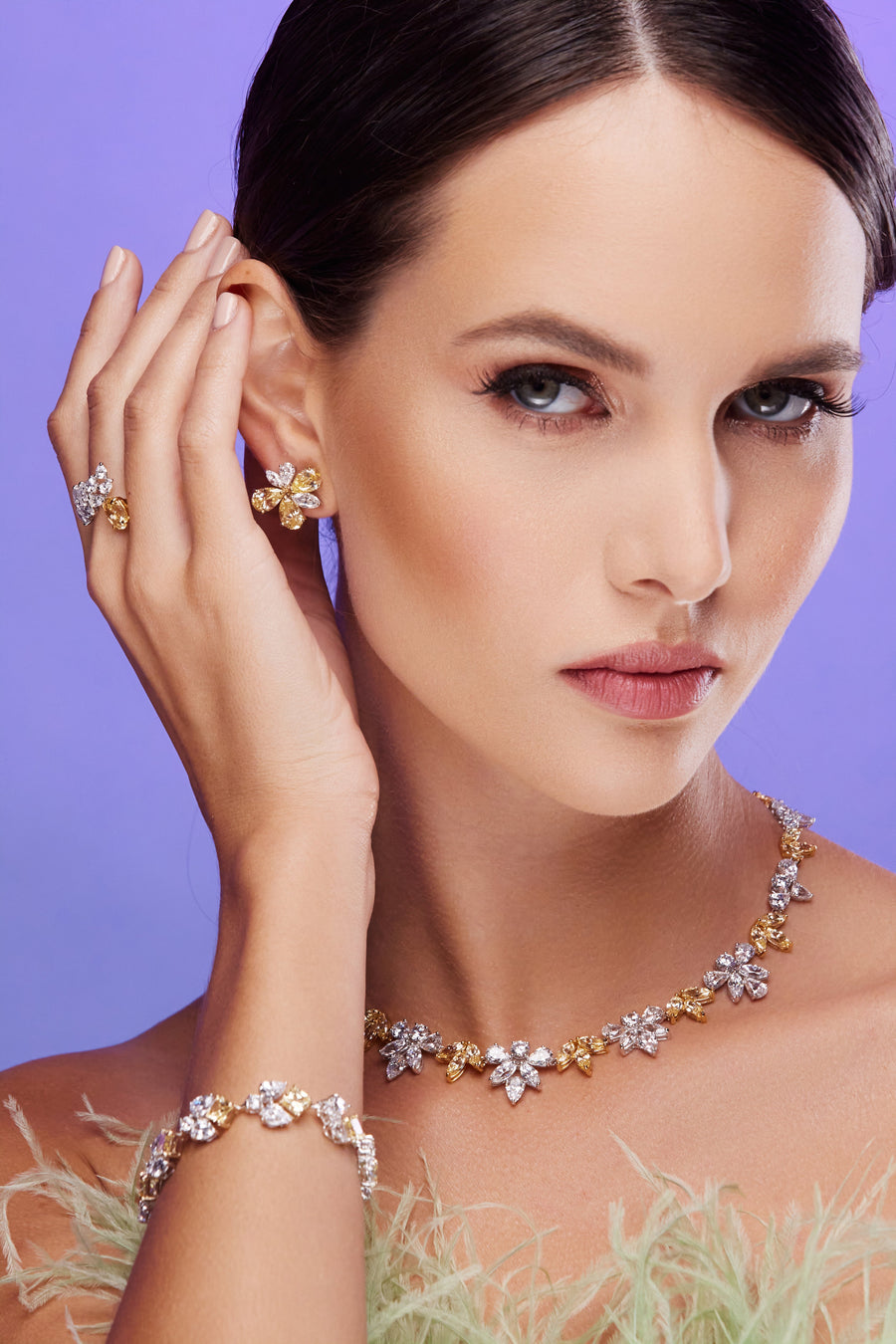 Fancy Shape Cluster Earrings in 925 Sterling Silver